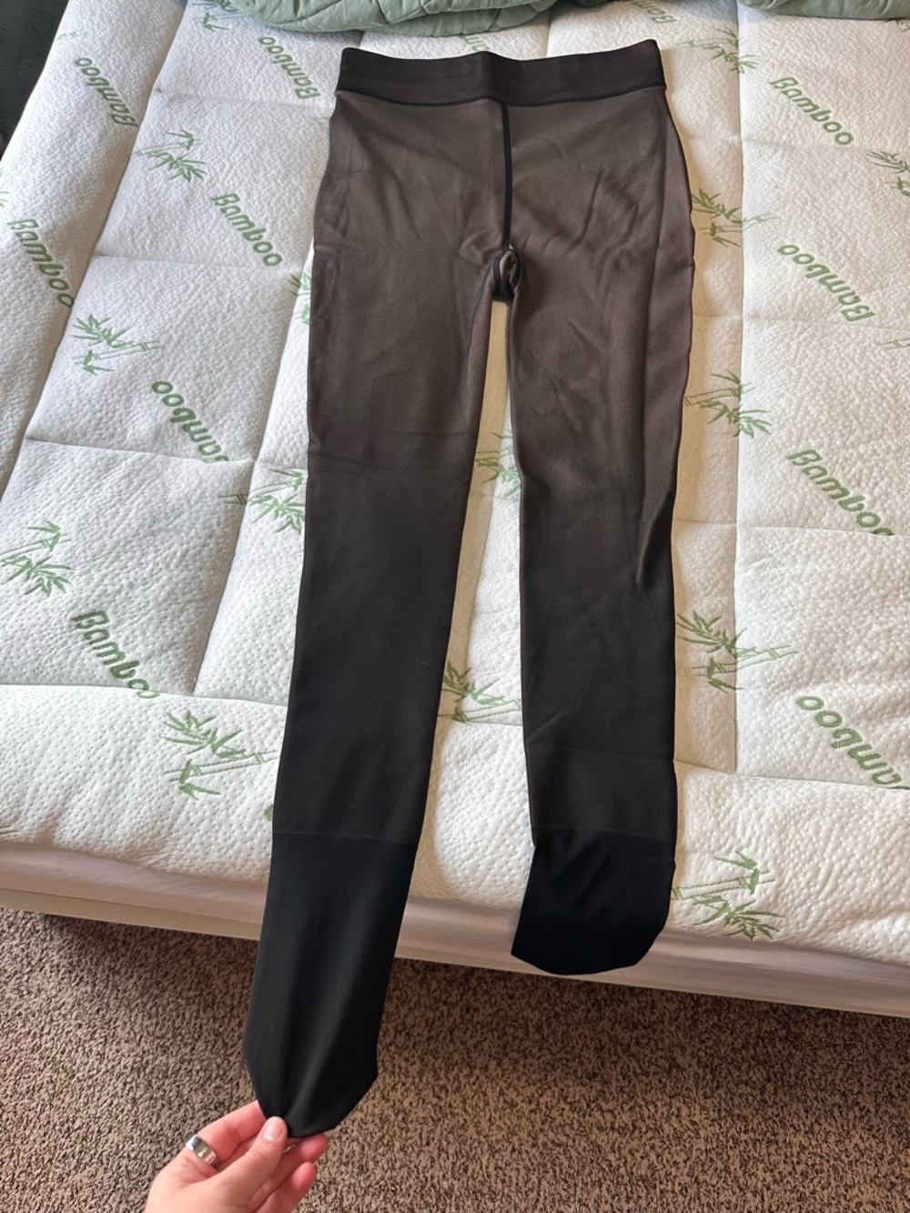 Black Footed Fleece Lined Tights - Sheer Leggings